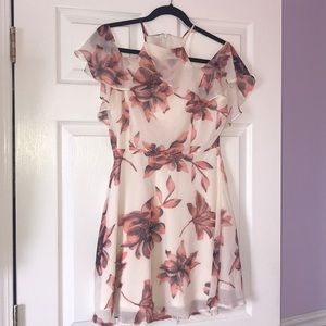 White pink flower summer dress